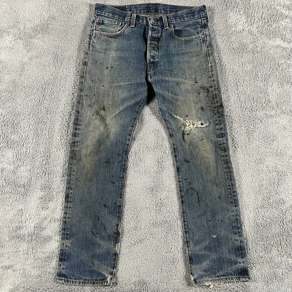 Levi's 501 Straight Jeans Men 31x30 Blue Denim Red Tab Original Fit Button Fly